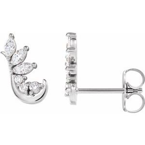 14K White 1/4 CTW Diamond Earring Climbers - Siddiqui Jewelers