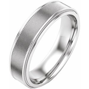 14K White 6 mm Patterned Band Size 8.5 - Siddiqui Jewelers