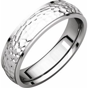 Sterling Silver 5 mm Half Round Edge Band with Hammer Finish Size 10 - Siddiqui Jewelers