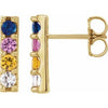 14K Yellow Multi-Color Sapphire Bar Earrings - Siddiqui Jewelers