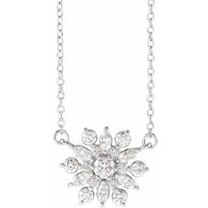 14K White 1/2 CTW Diamond Vintage-Inspired 16" Necklace - Siddiqui Jewelers