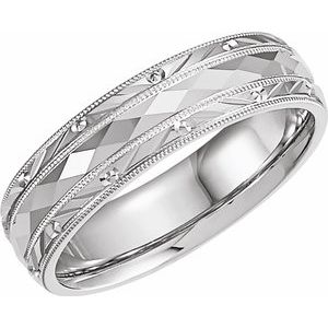 14K White 6 mm Design Band Size 10.5 - Siddiqui Jewelers