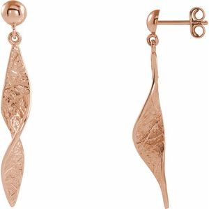 14K Rose Twisted Dangle Earrings - Siddiqui Jewelers