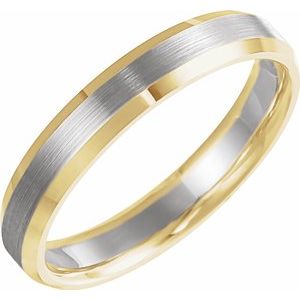 14K Yellow/White/Yellow 4 mm Beveled-Edge Band with Satin Finish Size 10 - Siddiqui Jewelers