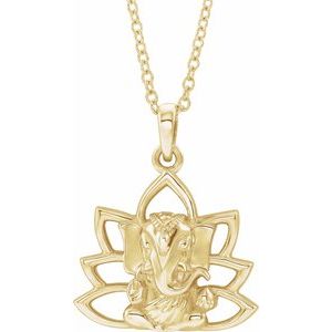 14K Yellow Ganesha 16-18" Necklace - Siddiqui Jewelers