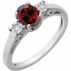 14K White Mozambique Garnet and .04CTW Diamond Ring - Siddiqui Jewelers