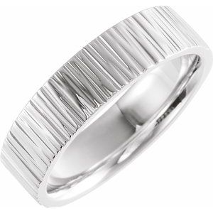 14K White 6 mm Tree Bark Pattern Band  Size 10.5 - Siddiqui Jewelers