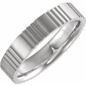 14K White 5 mm Grooved Band with Satin Finish Size 11 - Siddiqui Jewelers