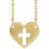 14K Yellow Pierced Cross Heart 16-18" Necklace - Siddiqui Jewelers