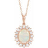 14K Rose Ethiopian Opal & 1/2 CTW Diamond Halo-Style 16-18" Necklace - Siddiqui Jewelers