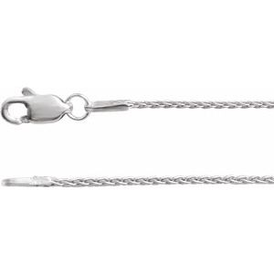 Rhodium-Plated Sterling Silver 1 mm Wheat 18" Chain With Lobster Clasp-Siddiqui Jewelers