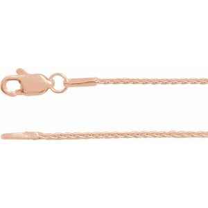 14K Rose 1 mm Wheat 24" Chain With Lobster Clasp-Siddiqui Jewelers