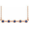 14K Rose Blue Sapphire Bezel-Set Bar 16" Necklace - Siddiqui Jewelers