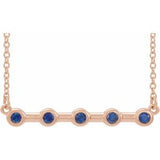 14K Rose Blue Sapphire Bezel-Set Bar 16" Necklace - Siddiqui Jewelers