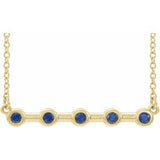 14K Yellow Blue Sapphire Bezel-Set Bar 18" Necklace - Siddiqui Jewelers
