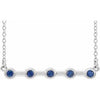 14K White Blue Sapphire Bezel-Set 16" Bar Necklace - Siddiqui Jewelers