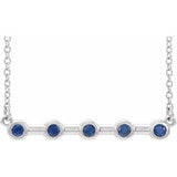 14K White Blue Sapphire Bezel-Set 16" Bar Necklace - Siddiqui Jewelers