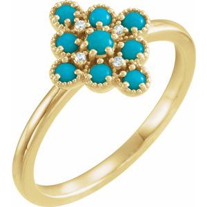 14K Yellow Turquoise & .02 CTW Diamond Ring - Siddiqui Jewelers