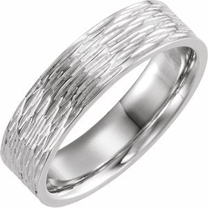 14K White 6 mm Tree Bark Pattern Band Size 9.5 - Siddiqui Jewelers