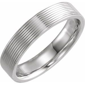 14K White 5 mm Ridged Band Size 11 - Siddiqui Jewelers
