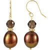 14K Yellow Freshwater Cultured Pearl & Smoky Quartz Earrings - Siddiqui Jewelers