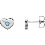 14K White Aquamarine Heart Earrings - Siddiqui Jewelers