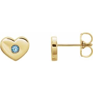 14K Yellow Aquamarine Heart Earrings - Siddiqui Jewelers