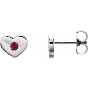 14K White Ruby Heart Earrings - Siddiqui Jewelers