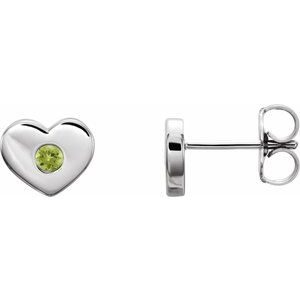 Sterling Silver Peridot Heart Earrings - Siddiqui Jewelers