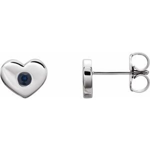 14K White Blue Sapphire Heart Earrings - Siddiqui Jewelers