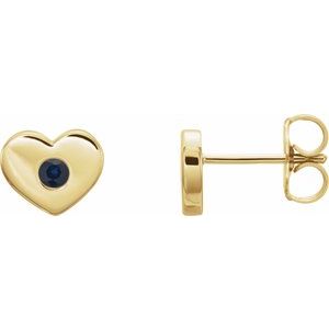 14K Yellow Blue Sapphire Heart Earrings - Siddiqui Jewelers