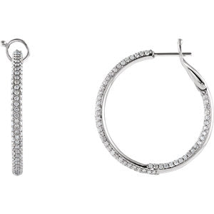 14K White 2 CTW Diamond Inside/Outside Hoop Earrings - Siddiqui Jewelers