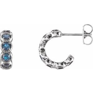 14K White Aquamarine Hoop Earrings - Siddiqui Jewelers