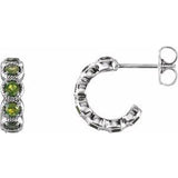 14K White Peridot Hoop Earrings - Siddiqui Jewelers