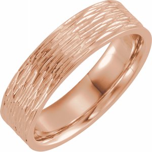14K Rose 6 mm Tree Bark Pattern Band Size 10 - Siddiqui Jewelers