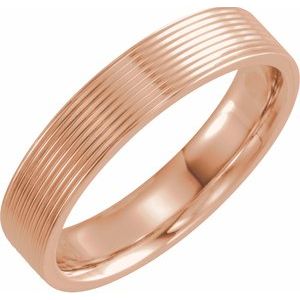 14K Rose 5 mm Ridged Band Size 10.5 - Siddiqui Jewelers