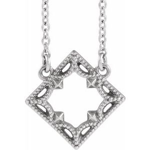 14K White Vintage-Inspired Geometric 18" Necklace - Siddiqui Jewelers