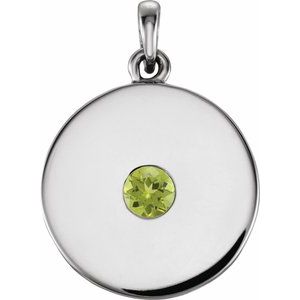 14K White Peridot Disc Pendant - Siddiqui Jewelers