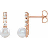 14K Rose Freshwater Cultured Pearl & 1/6 CTW Diamond Earrings - Siddiqui Jewelers