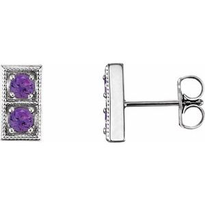 14K White Amethyst Two-Stone Earrings - Siddiqui Jewelers