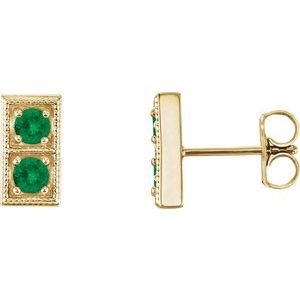 14K Yellow Emerald Two-Stone Earrings - Siddiqui Jewelers