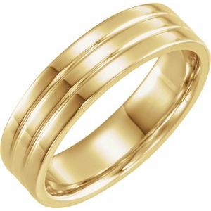 14K Yellow 6 mm Ridged Band Size 11.5 - Siddiqui Jewelers
