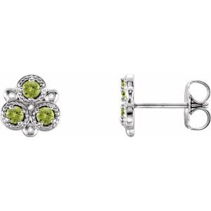 Sterling Silver Peridot Three-Stone Earrings - Siddiqui Jewelers
