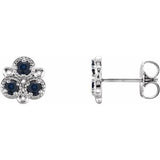 14K White Blue Sapphire Three-Stone Earrings - Siddiqui Jewelers