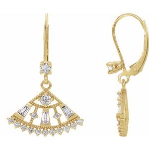 14K Yellow 3/4 CTW Diamond Lever Back Fan Earrings - Siddiqui Jewelers