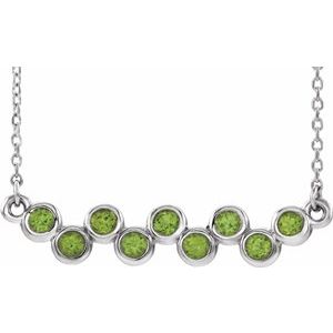 14K White Peridot Bezel-Set Bar 16-18" Necklace - Siddiqui Jewelers