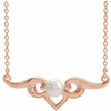 14K Rose Freshwater Cultured Pearl Bar 18" Necklace - Siddiqui Jewelers