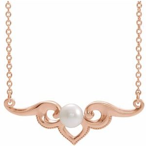 14K Rose Freshwater Cultured Pearl Bar 18" Necklace - Siddiqui Jewelers