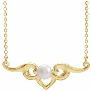 14K Yellow Freshwater Cultured Pearl Bar 18" Necklace - Siddiqui Jewelers