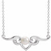 14K White Freshwater Cultured Pearl Bar 18" Necklace - Siddiqui Jewelers